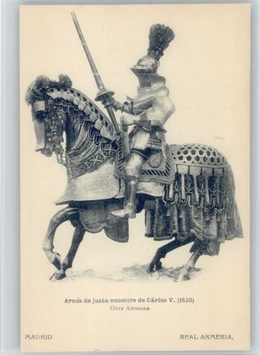 arnes de justaecuestre de Carlos V. (1520) Reiter und Pferd in Rüstung