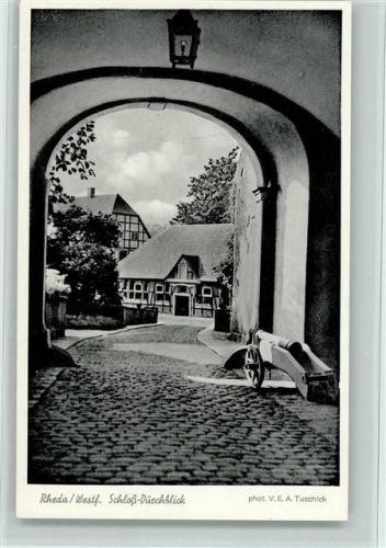 Rheda Schloß-Durchblick Kanone Fachwerkhaus Foto V. E. A. Tuschick