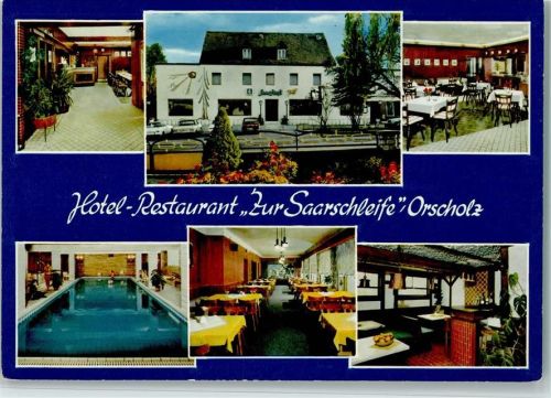 Orscholz Hotel Restaurant Zur Saarschleife Innenaufnahme Gastraum Schwimmbad Mehrfachaufnahme