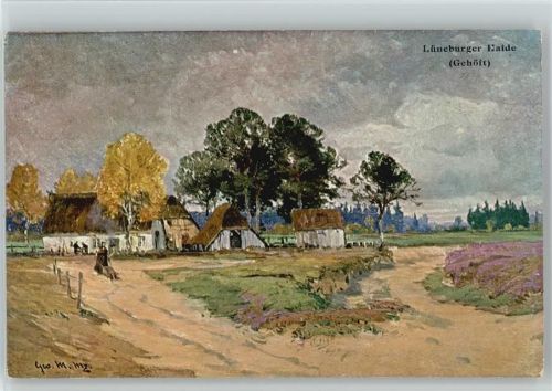 Lüneburger Heide - Gehöft - ca 1902 AK Künstler sign