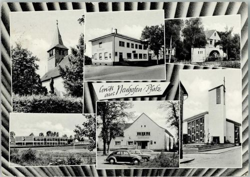 Neuhofen Ortsansichten Kirche Mühlrad Wirtshaus VW-Käfer Mehrfachaufnahme