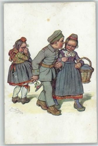 Schwälmer Trachten - WK I - Kinder in Uniform - Verlag Bäcker Nr. 19 AK