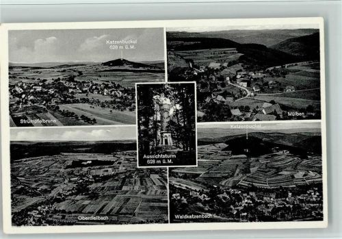 Waldkatzenbach Gesamtansichten Strümpfelbrunn Mülben Oberdielbach Waldkatzenbach Aussichtsturm Katzenbuckel Mehrfachaufnahme