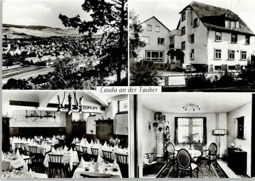 Lauda Gesamtansicht Hotel Ratskeller Inneanufnahme Speisesaal Sitzgruppe 4-Bildaufnahme