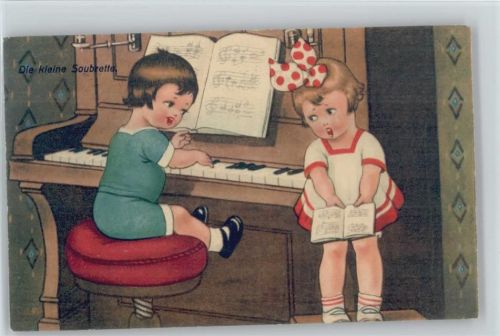 1925 Die kleine Soubrette am Klavier - Kinder , Noten lesen