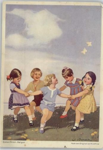 Werbung - Mode - Künstler sign Jüttner - ca 1935 AK Reigen Kinder