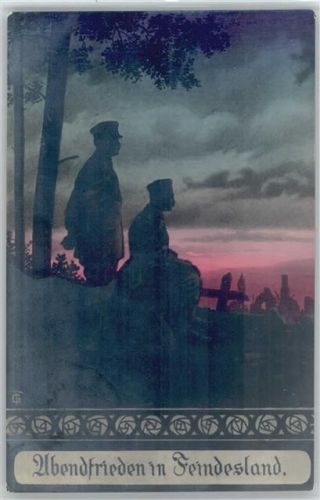 Abendfrieden in Feindesland Foto AK Stimmungsbild No 2 AK