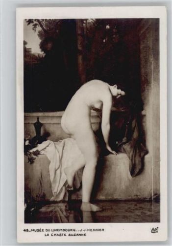 Verlag A. Noyer - Musee du Luyembourg J.J. Henner "La Chaste Suzanne" Nackte Frau will baden