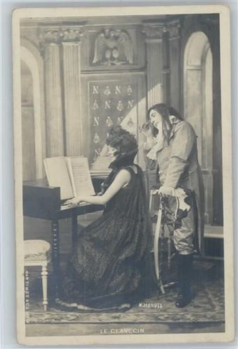 Fotokunst von Mandel - Glamour Frau am Spinett u. Lehrer