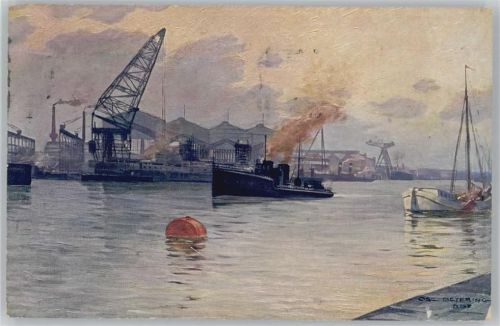 Kiel 1920 Germania Werft vom Kieler Hafen gesehen