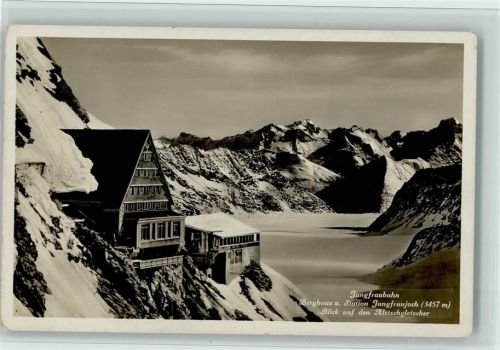 Jungfraubahn Berghaus und Station Jungfraujoch Aletschgletscher Zahnradbahn