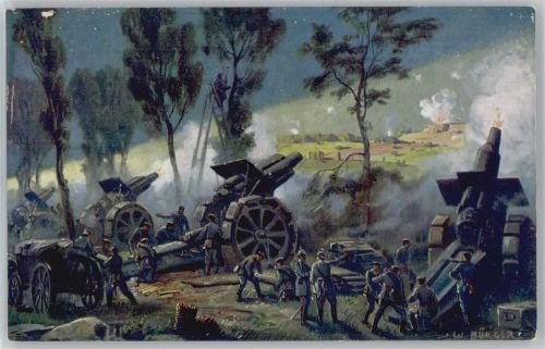 Schwere Geschütze mit Rampe - Givet erobert 1914 AK