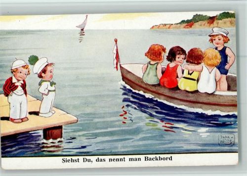 Nr. 4464 - Kinder - Boot fahren AK