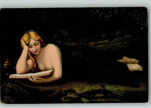 29722 - Gemälde von Corregio , Magdalena, Buch lesen