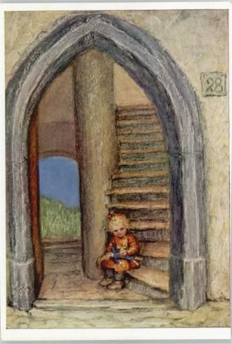 Nr. 502 - Ich komme zu Dir. Bist du daheim? Kind mit Puppe