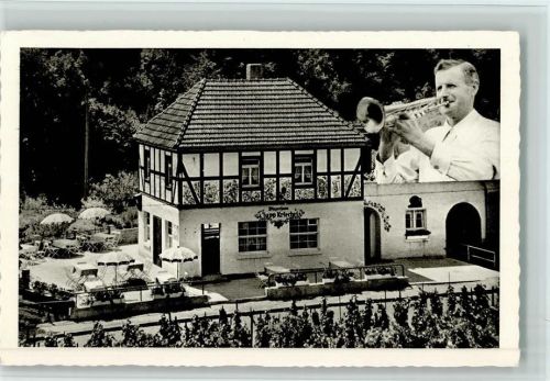 Walporzheim Winzerhaus Jupp Kriechel mit Trompete ca 1955 AK Musiker