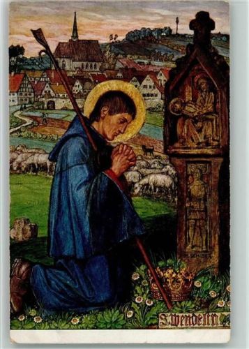 St. Wendelin - Schafhirte betet am Wegekreuz