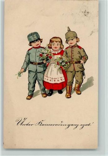 1916 Mädchen in der Mitte mit Blumen - Deutschland-Österreich