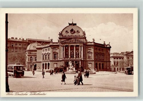 Wien Deutsches Volkstheater, Straßenbahn ca 1920 AK