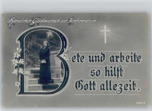 Serie 3622-3 - Christlicher Spruch - Im Buchstaben das Bild der Konfirmantin , Foto AK