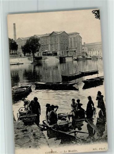 Corbeil 1910 Frauen am Fluß - Le Moulin