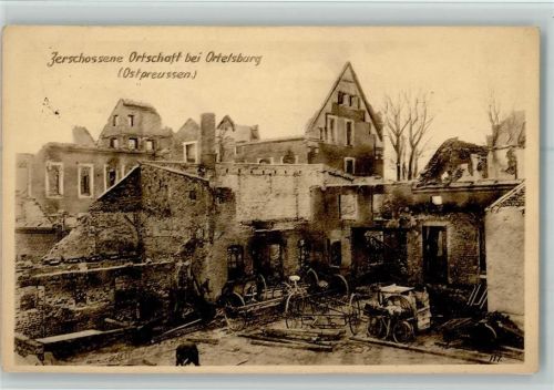 Ortelsburg 1916 WK I Zerschossene Ortschaft bei Ortelsburg - Ostpreußenhilfe