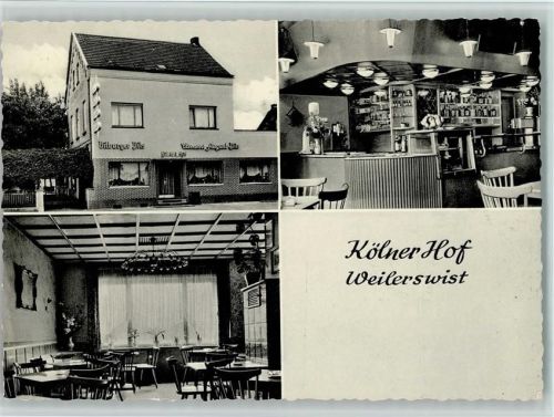 Weilerswist Gasthaus Kölner Hof mit Innenansicht, Bartresen, 1958 AK