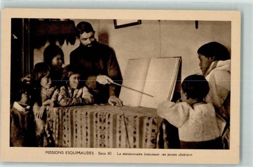 Missions Esquimaudes Le missionaire instruisan ses jeunes chretiens