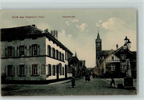 Haßloch 1915 Hauptstraße, gute Erhaltung AK