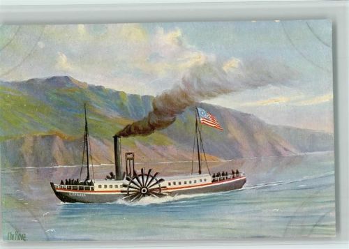 Karte Nr. 112 - Erster Raddampfer auf dem Hudson River 1807 AK