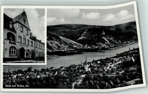 Rhens Hotel zum roten Ochsen Rhein Berlin Notopfermarke Scan verzogen
