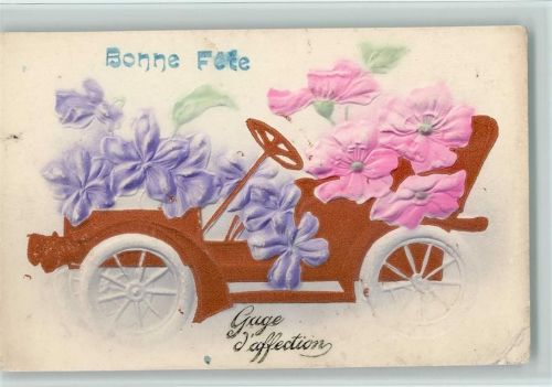 Automobil mit Blumen , Bonne Fete