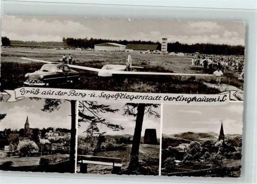 Oerlinghausen Segelfliegerstadt - Segler und Auto ca 1960 AK