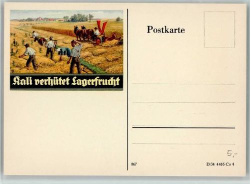 Nr. 867 Kali verhütet Lagerfrucht - Ähren Ernte, Erntehelfer