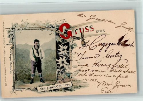 Gruss aus - Geh, schenk mir was 1899 AK Kochers Kunstverlag