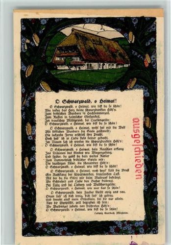 Künstler Steinzeichnung - Liederkarte - O Schwarzwald, o Heimat