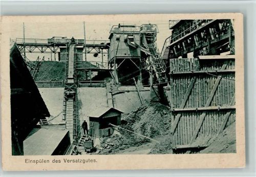 Bergbau - Einspülen des Versatzgutes , Berufe, Technik 1922 AK
