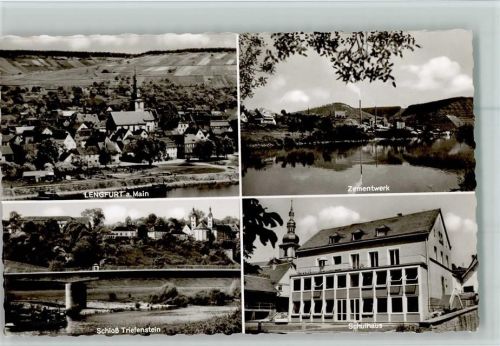 Lengfurt Gesamtansicht Zementwerk Schloß Triefenstein Schulhaus 4-Bild-Aufnahme