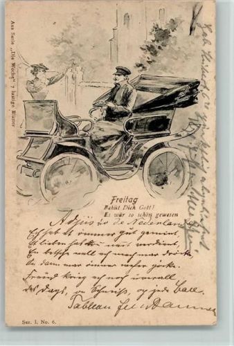 1901 Aus der Serie "Die Woche" Freitag - Automobil , Poesie