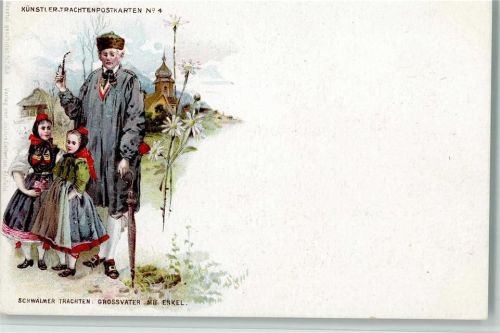 1900 Künstler Postkarten Nr. 4 - Großvater und Enkel AK