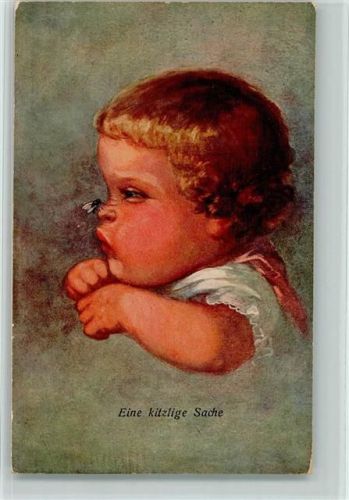 1925 Kleinkind mit einer Fliege auf der Nase AK