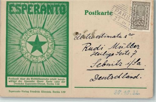 1922 Welthilfssprache AK