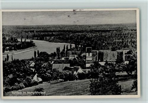 Bamlach 1941 Totale, kleiner Stempelfelck, Bahnpost Zug 989 1941 Frankfurt-Basel