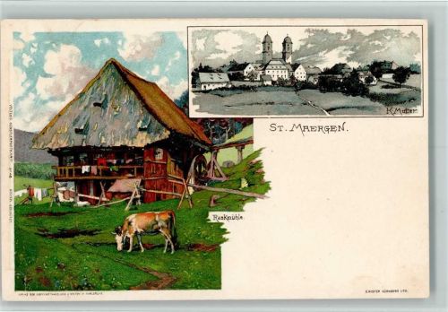 St. Märgen 1898 Künstlerkarte, Litho - sign Mutter - Velten Verlag Nr. 45