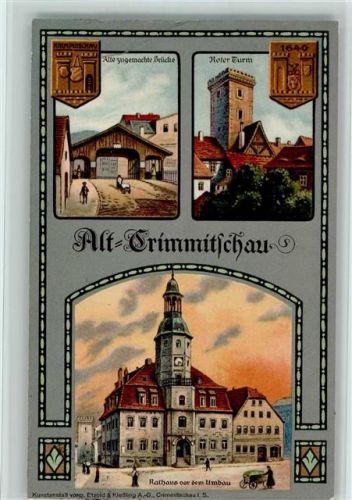 Crimmitschau 1914 Ereignis Jugendstil , Offiz. Festkarte Stadtrechtsfeier, gute Erhaltung AK