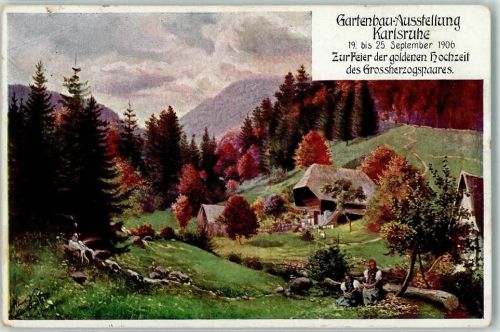 Karlsruhe 1906 Gartenbau-Ausstellung Zur Feier der goldenen Hochzeit des Grossherzogspaares sign