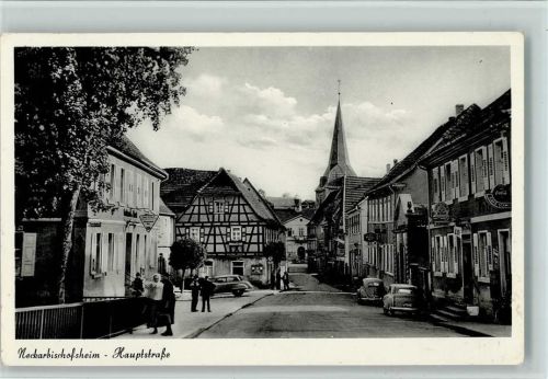 Neckarbischofsheim 1960 Hauptstraße, VW Käfer, Gasthaus, gute Erhaltung AK