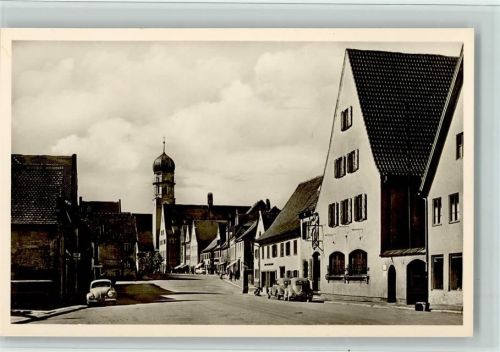 Schongau 1960 Straßenbild Münzstraße mit VW Käfer, gute Erhaltung AK