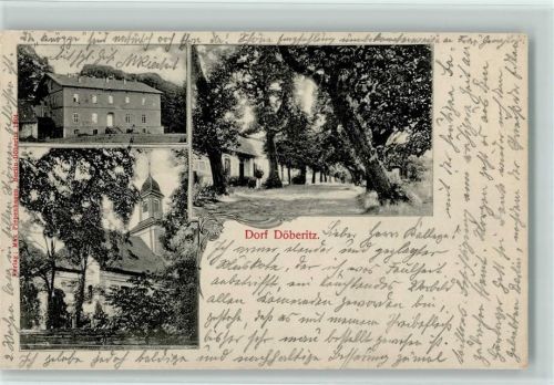 Döberitz 1905 Ortsansichten Kirche 3-Bildaufnahme