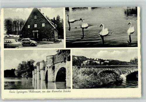 Niederbergheim Haus Syringen Möhnsee An der Wameler Brücke Schwäne VW-Käfer 4-Bildaufnahme